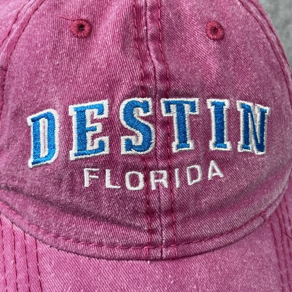 Destin Florida Mens Pink Sunsations Ball Cap Adjustable Denim Structured OSFM